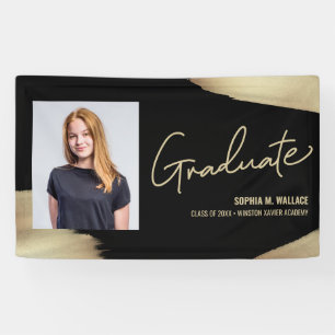 Stilvolles Gold-Schwarzes Abschlussfoto Klasse 202 Banner