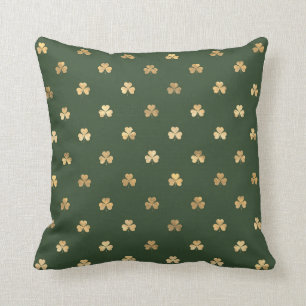 Stilvolles Gold-Shamrock Grün St. Patrick's Day Kissen