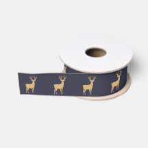 Stilvolles Gold und dunkelblaues Satin-Band