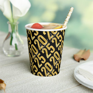 Stilvolles Golden 2025 Cheers Modern New Year Part Pappbecher