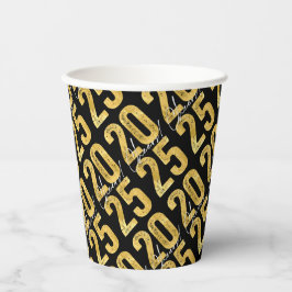 Stilvolles Golden 2025 Cheers Modern New Year Part Pappbecher