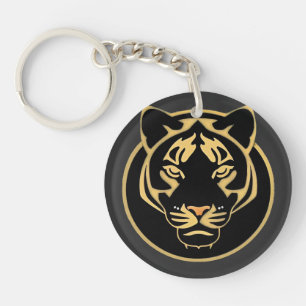 Stilvolles Golden Tiger Logo-Design Schlüsselanhänger