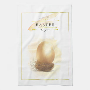Stilvolles Goldenes Ei   Happy Easter Pencil Art Geschirrtuch
