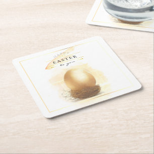 Stilvolles Goldenes Ei Happy Easter Pencil Art Rechteckiger Pappuntersetzer