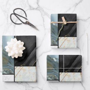 Stilvolles goldfarbenes Marmormuster Geschenkpapier Set