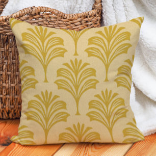 Stilvolles goldgelbes Art Deco Fächer-Motiv Kissen