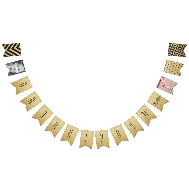 Stilvolles GoldGlitzer-Foto u. 21. Wimpelkette (Alle)