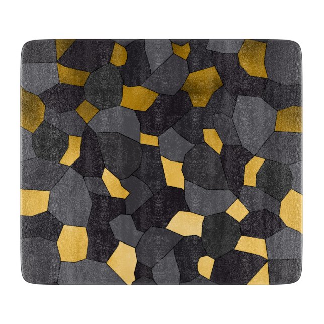Stilvolles goldgraues und schwarzes Mosaik Schneidebrett (Vorderseite)