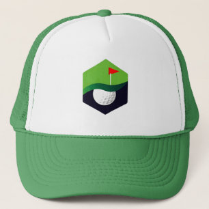 Stilvolles Golf Ball Icon mit grünem Hintergrund Truckerkappe
