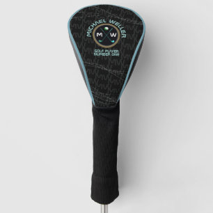stilvolles Golfer-Logo auf cooler schwarzer Golfko Golf Headcover