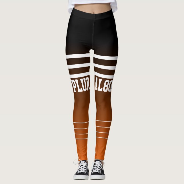 Stilvolles Gradientenschwarz-orange mit Monogramm  Leggings (Vorderseite)