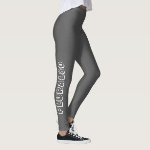 Stilvolles, grau-weißes mit Monogramm Training Leggings