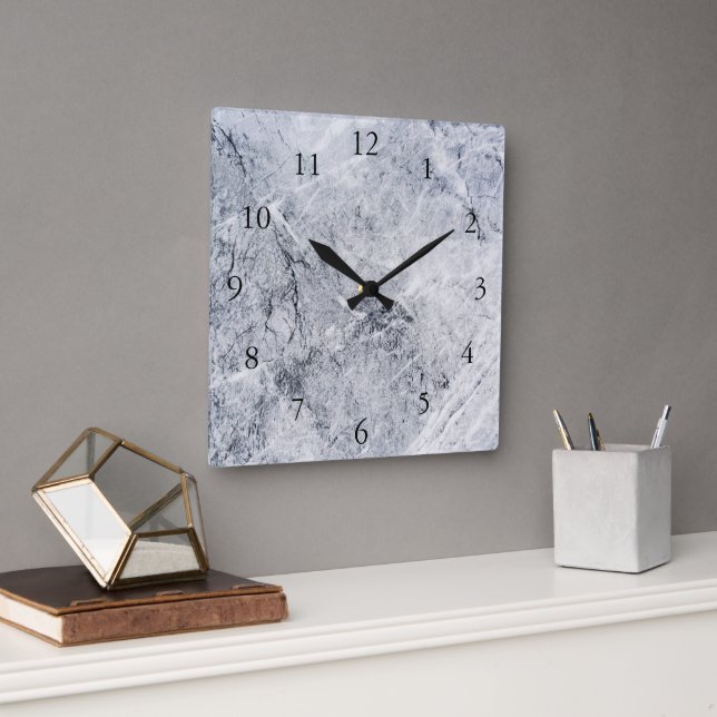 Stilvolles graues Felsenmuster des modernen Quadratische Wanduhr (Büro)