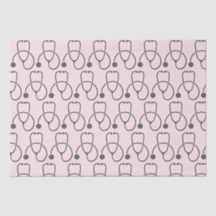 Stilvolles Graues Stethoskop-Muster in Rosa Seidenpapier