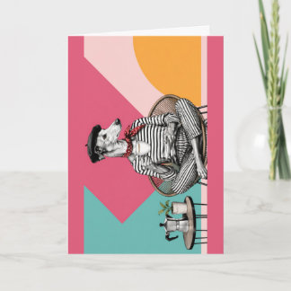 Stilvolles Grauhund-Kaffee-Pop-Art-Porträt Karte
