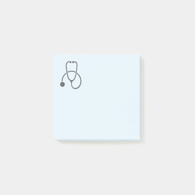 Stilvolles Gray Stethoscope auf Pastel Blue Post-it Klebezettel (Vorderseite)