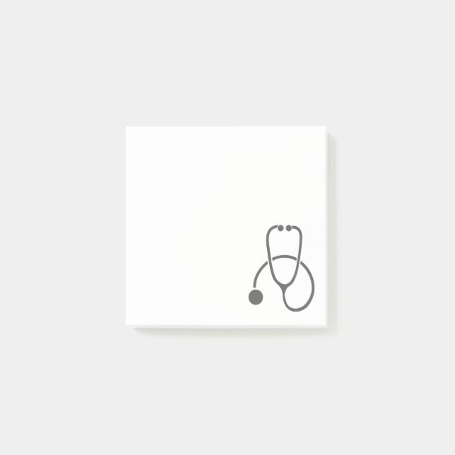 Stilvolles Gray Stethoscope auf Pastel Blue Post-it Klebezettel (Vorderseite)