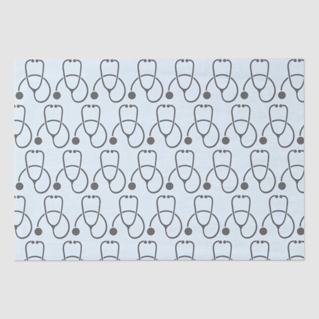 Stilvolles Gray Stethoscope Pattern Seidenpapier (Vorderseite)
