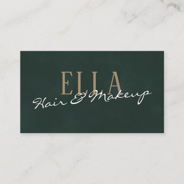 Stilvolles Green Watercolor Hair Makeup Visitenkarte (Vorderseite)
