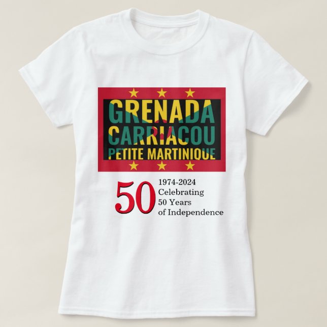 Stilvolles GRENADA 50 Jahre Unabhängigkeit 2024 T-Shirt (Design vorne)