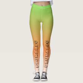 Stilvolles, grün-orangefarbenes Textgradiententrai Leggings