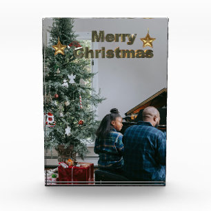 Stilvolles Grün Weihnachtsbaum Familien-Foto Fotoblock