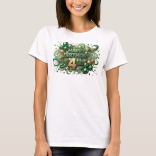 Stilvolles grünes HAPPY BIRTHDAY 4TH Zitat-Shirt T-Shirt