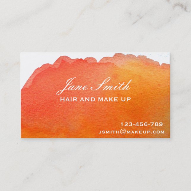 Stilvolles Haar und Make-up Hochzeitspfirsich Visitenkarte (Vorderseite)