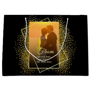 Stilvolles Happy Valentine Gold Glitzer Pärchen Fo Große Geschenktüte