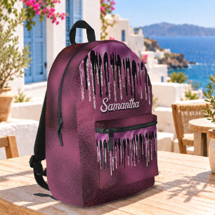 Stilvolles heißes rosa schwarzes tropfendes Glitte Bedruckter Rucksack