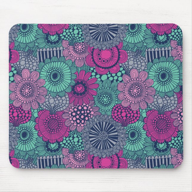 Stilvolles, helles Muster aus wunderschönen Blumen Mousepad (Vorne)
