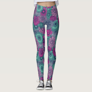 Stilvolles helles Muster der herrlichen Blumen Leggings