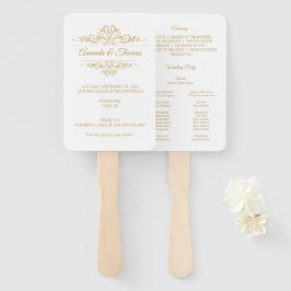 Stilvolles Hochzeitsprogramm in weißem Rahmen Fächer