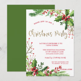 Stilvolles Holly Berries Company Christmas Party Einladung