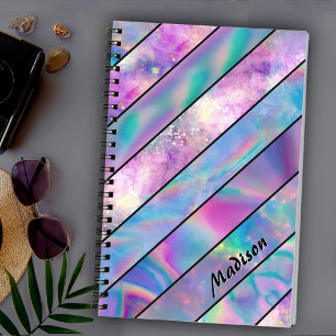 Stilvolles Holograf-Blau-Rosa Notizbuch