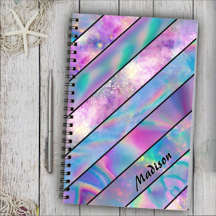 Stilvolles, holografisch schicke, blaurosa Skizzen Notizblock