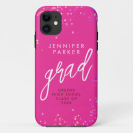 Stilvolles Hot Pink Graduate mit modernem White Sc Case-Mate iPhone Hülle