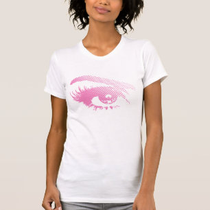Stilvolles hübsches Auge der Frau im Halbtonbild T-Shirt