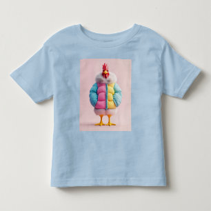 Stilvolles Huhn in farbenfroter Winter-Pufferjacke Kleinkind T-shirt