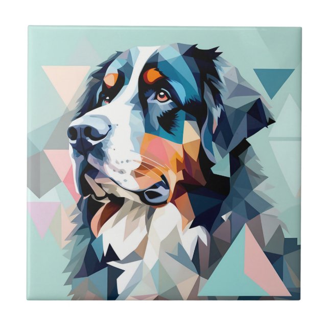 Stilvolles Hundportrait bernese Fliese (Vorderseite)
