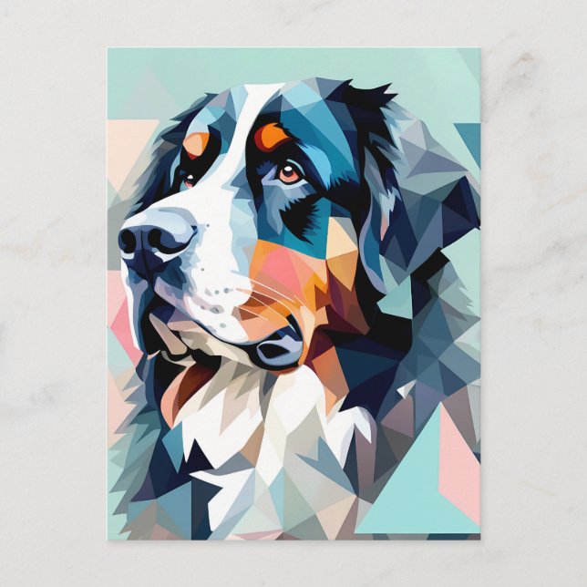 Stilvolles Hundportrait bernese Postkarte (Vorderseite)