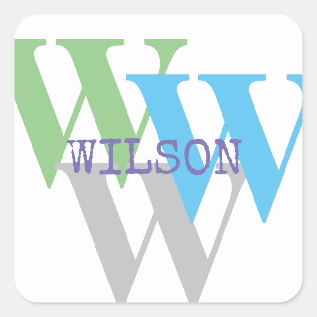 stilvolles INTIAL name monogramm minimal Quadratischer Aufkleber (Vorderseite)