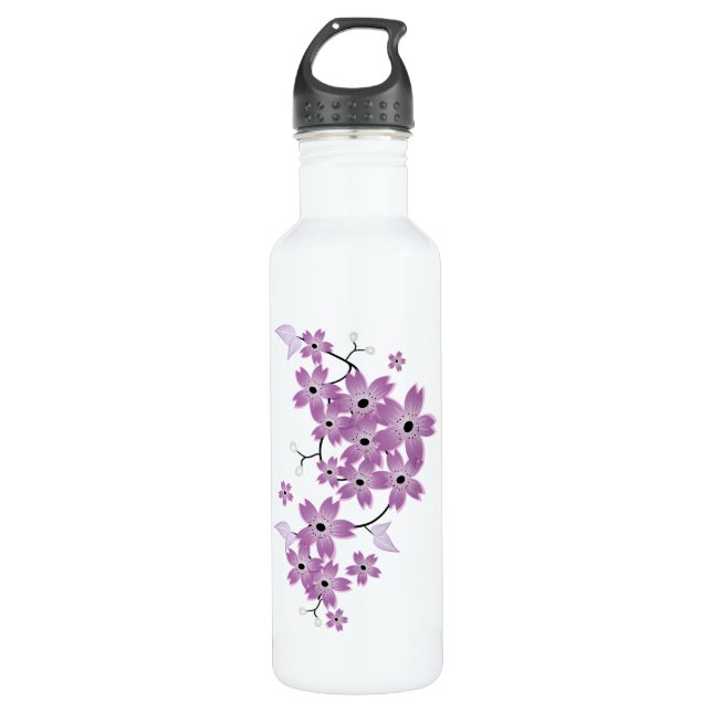 Stilvolles Kirschblüten-Aluminium Trinkflasche (Vorderseite)