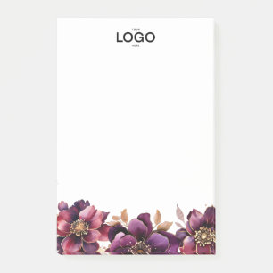 Stilvolles klassisches Lila Golden Floral Logo Post-it Klebezettel