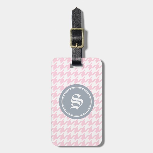 Stilvolles klassisches rosa Hahnentrittmuster mit Gepäckanhänger (Vorderseite vertikal)