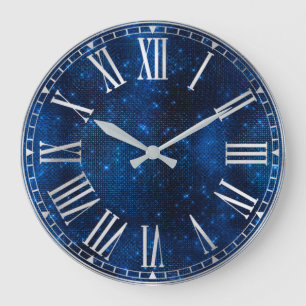 Stilvolles königsblaues Schimmer-Glitter-Glam-Must Große Wanduhr