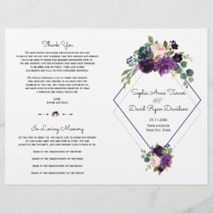 Stilvolles Lavender Navy Blue Floral Bloom Program