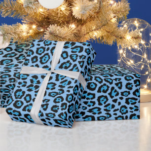 Stilvolles Leoparden-Tierdruck-Muster himmelblaues Geschenkpapier