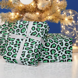 Stilvolles Leoparden-Tierdruckmuster aqua Spaß Geschenkpapier
