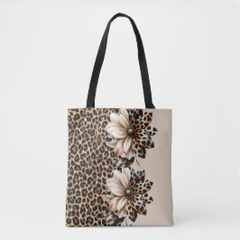 Stilvolles Leopardenmuster mit Sonnenblumendetail Tasche
